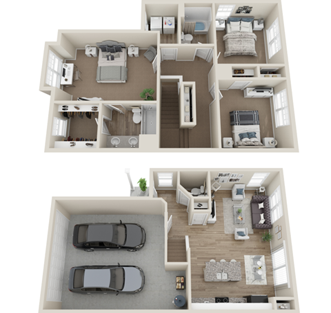 Floor plan for 3 beds, 2 baths, 1414 sqft